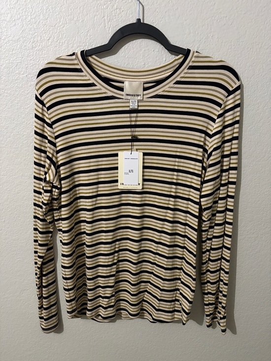 Industry Republic Clothing Tops - Industry Black, Olive & Cream Striped Long-Sleeve Tee